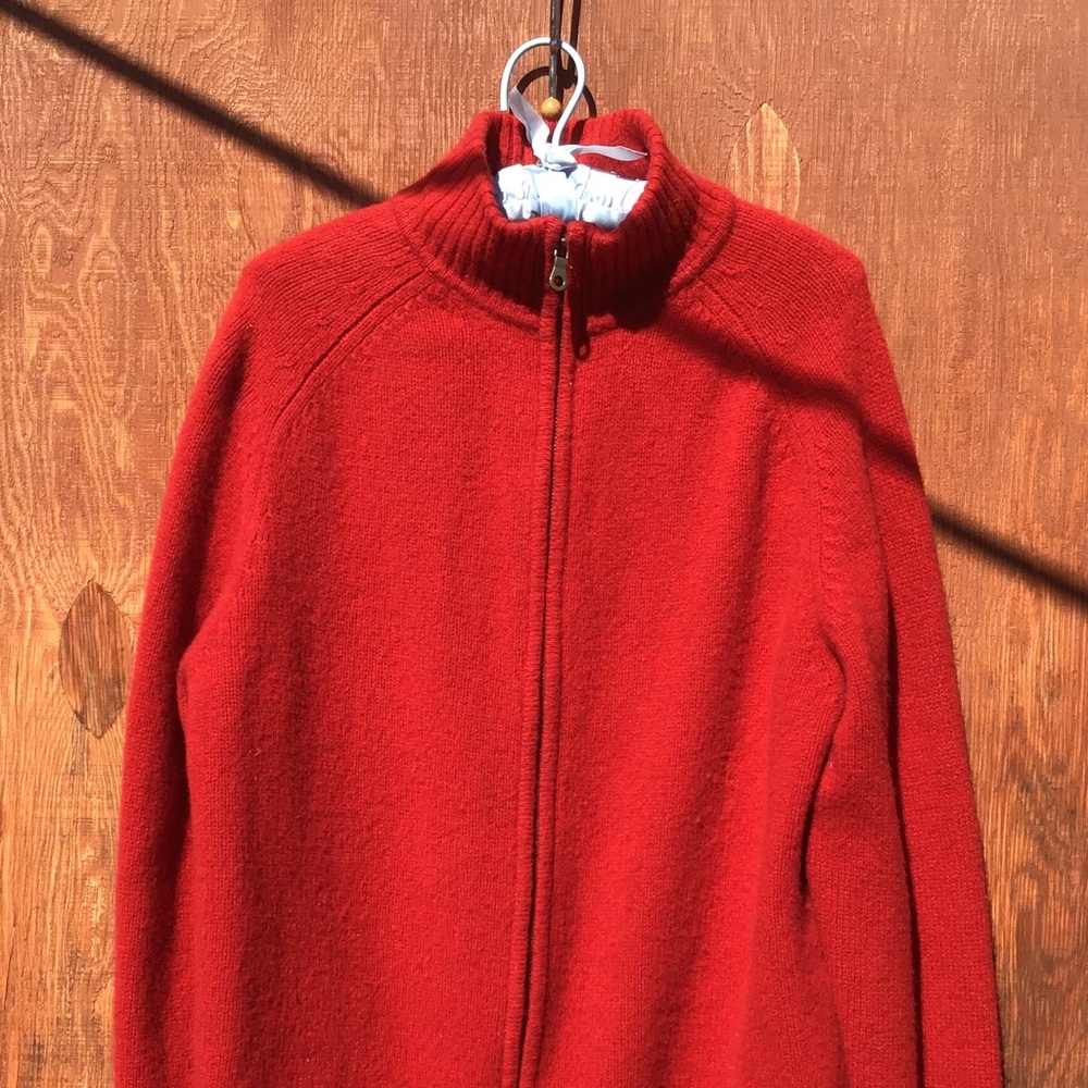 100% heavy wool front zip faux turtleneck sweater